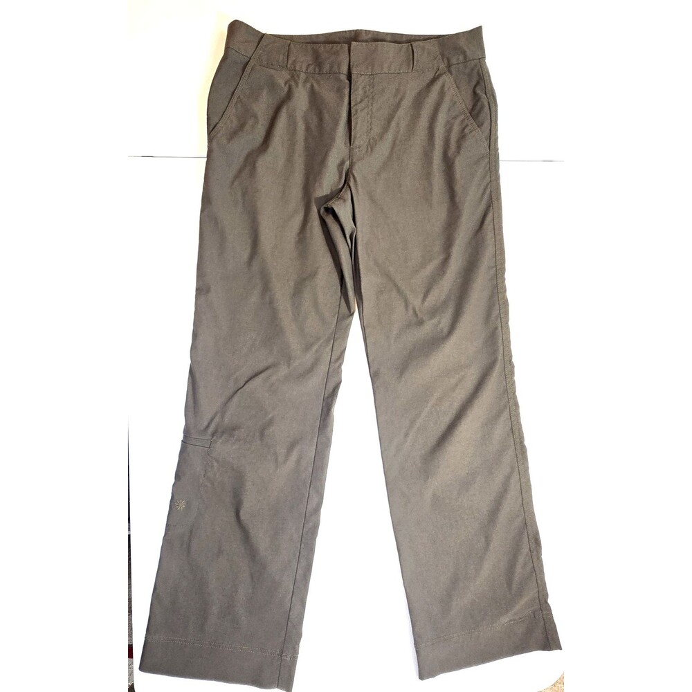 ATHLETA Hiking Walking Pant Brown Womens Size 10 32" Inseam Mid Rise Logo